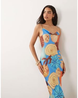 Never Fully Dressed Patti Satin Cami Bias Midi Dress - Blue
