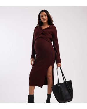 Mama.licious Falda Midi Burdeos De Punto De Mamalicious Maternity (Parte De Un Conjunto)-Rojo