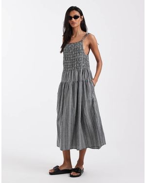 Levi's Prendisole Corto Arricciato A Quadri - Grigio