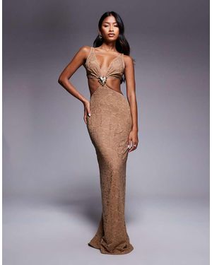 South Beach Lace Cut Out Maxi Beach Dress - Natural