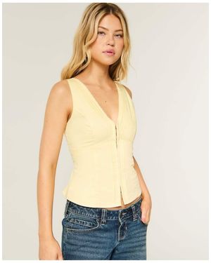 Hollister Hook & Eye Lace Trim Tank - Natural