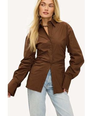 Loavies Magical Autumn Button Blouse - Brown