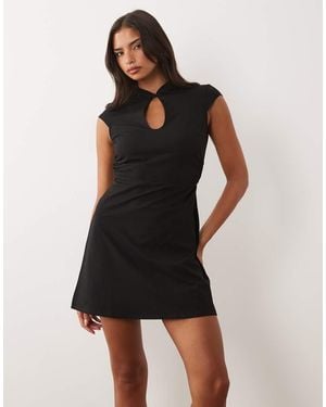 ASOS Cap Sleeve With Keyhole Detail Mini Dress - Black