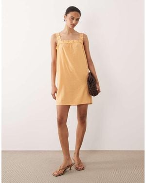 Vila Embroidered Strap Cami Mini Dress - Natural