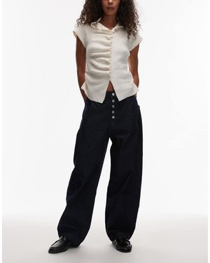 Reclaimed Vintage baggy Barrel Jean With Button Fly - Blue