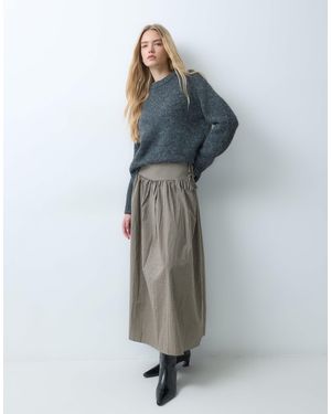 Brave Soul Check Maxi Skirt - Blue
