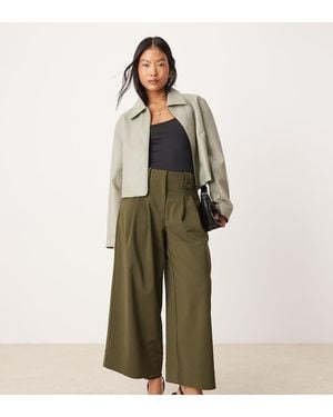 ASOS Petite Cropped Adjustable Tab Waist Trousers - Green