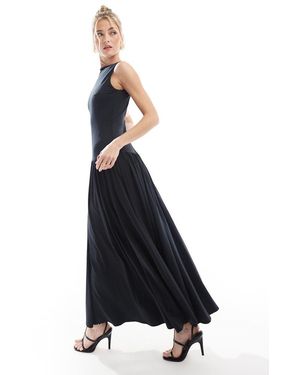 Abercrombie & Fitch Sleevless Drop Waist Midi Dress - Blue