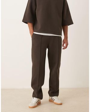 ASOS Straight Leg joggers With Pin Tucks - Brown