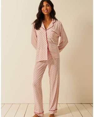 Stripe & Stare Long Pyjama Set - Natural