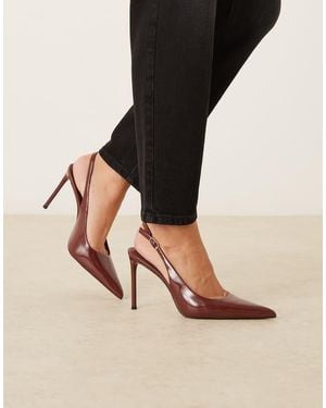 Mango Zapatos Destalonados Con Tacón Y Puntera Fina De Cuero Sintético De -Rojo - Negro
