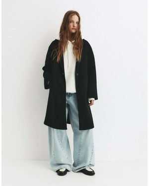 Pull&Bear Jas Met Vilttextuur En Knoop - Wit