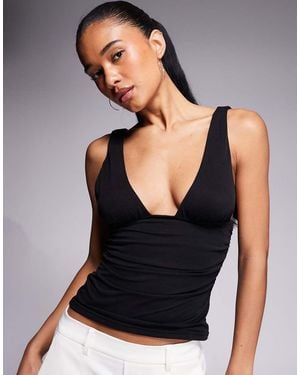 Princess Polly Sublime Slinky Plunge Ruched Top - Black