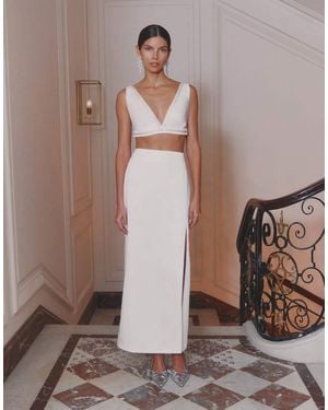 4th & Reckless Satin Thigh Split Maxi Skirt - Brown