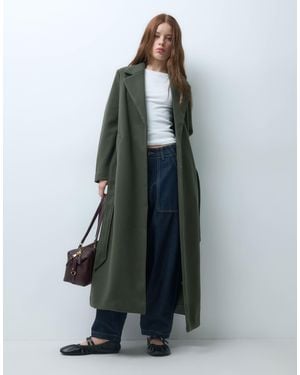Vero Moda Eleganter maxi-mantel mit gürtel - Grün