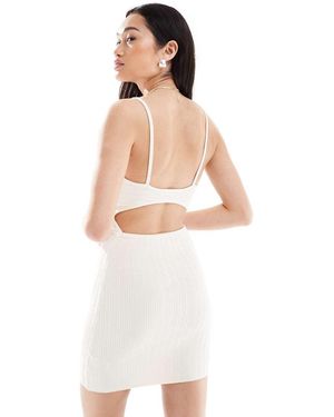 Bershka Strappy Knitted Mini Dress - White
