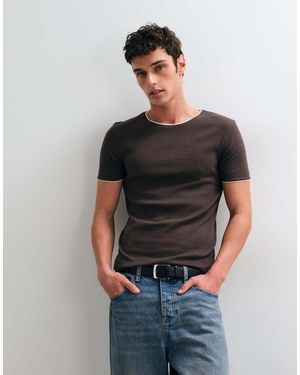 ASOS Muscle Fit T-shirt With Contrast Detail - Brown