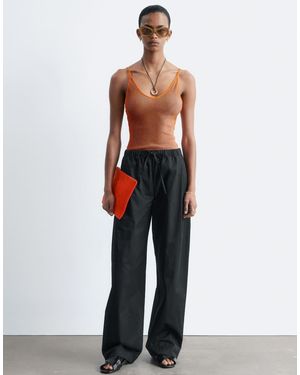 & Other Stories Wide Leg Cotton Pull On Trousers - White