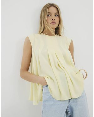 River Island Pleated Tank Top - Natural