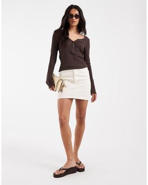 ASOS Denim Low Rise Mini Skirt - White