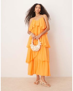 ASOS – gestuftes, mehrlagiges camisole-maxikleid - Orange