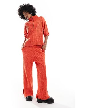 Native Youth Chunky Knitted Trousers Co-ord - Red
