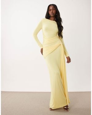 ASOS Sleeveless Maxi Dress With Ruched Bodice Detail - Natural