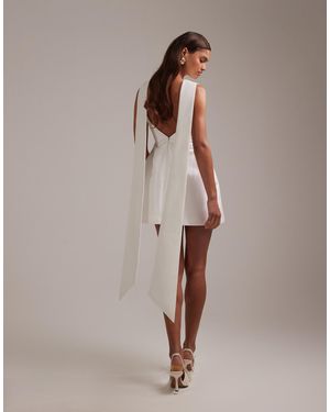 ASOS Structured Collar Mini Wedding Dress - Brown