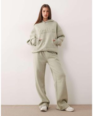 Kaiia Cotton Rich Wide Leg Trackies - Grey