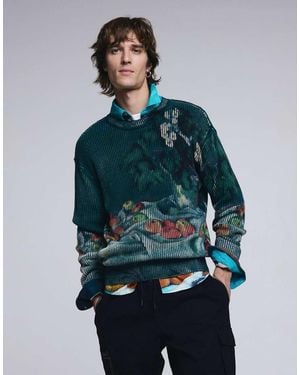 Desigual Still Life Texture Jumper - Blue