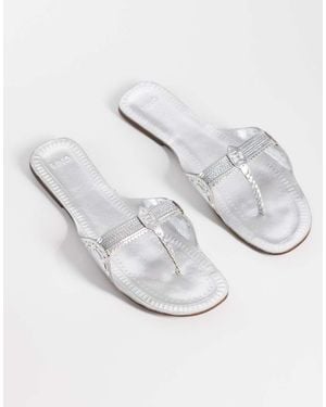 Mango 100% Leather Flip Flop Sandal - White