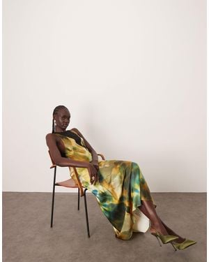 ARRANGE Sheer Paneled Bias Cut Maxi Dress - Multicolor