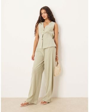Vila High Waisted Tailored Trouser Co-ord - Natural