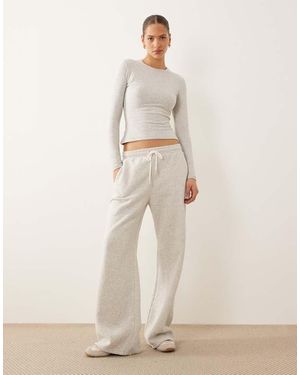 Abercrombie & Fitch High Rise Essential Wide Leg Joggers - Natural