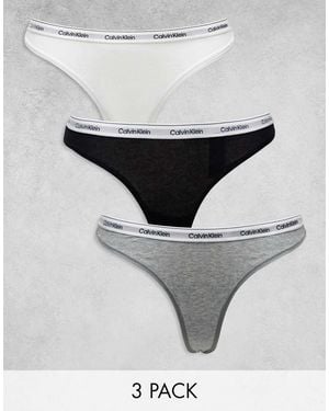 Calvin Klein Modern Logo 3 Pack Thong - Grey
