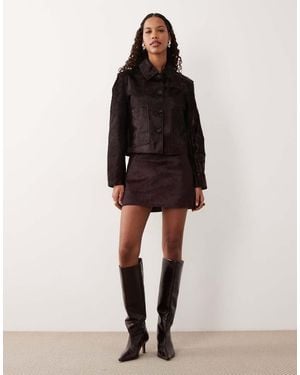 Mango 100% Leather Mini Skirt Co-Ord - Black