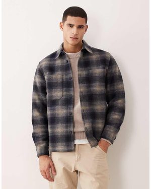 Mango Chaqueta A Cuadros Estilo Camisa De - Gris