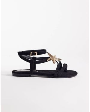 South Beach Starfish Strappy Flat Sandals - Blue