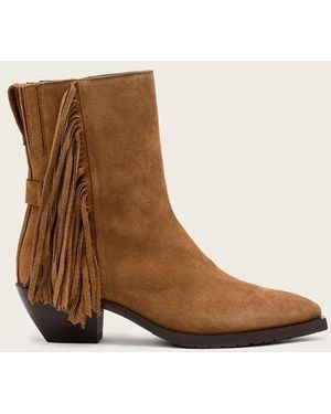 AllSaints Bazely Suede Fringe Ankle Boot - Brown