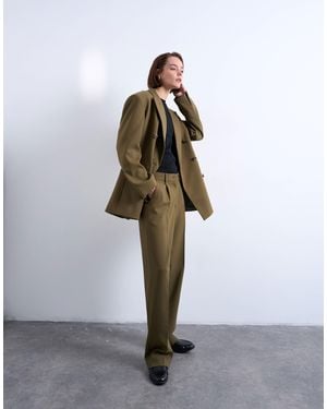 TOPSHOP Ultimate Pleated Slouchy Tailored Trouser - Green