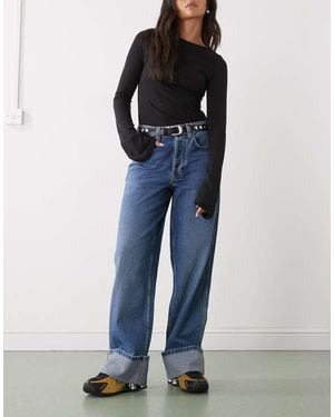 Collusion X002 baggy Jeans With Cinch Back And Turn Up Hem - Blue