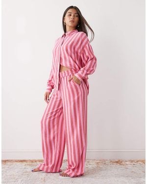 Noisy May Linen Mix Trouser Co-ord - Pink