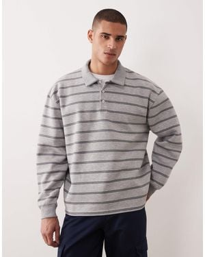 ASOS Oversized Polo Sweatshirt - Grey