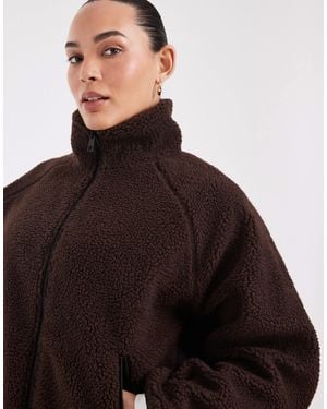 ASOS Asos design curve borg-jacke mit reißverschluss - Braun