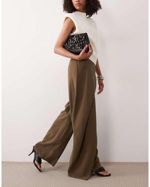 ASOS Tailored Wrap Waist Wide Leg Trouser - Brown