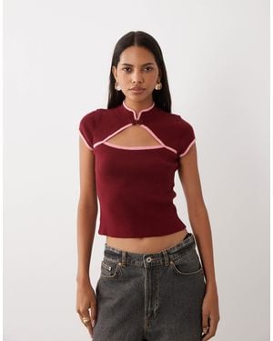 ASOS Oberteil im mandarin-stil mit kontrastpaspelierung - Rot