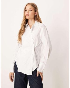 Gina Tricot Long Sleeve Asymmetric Poplin Shirt - White