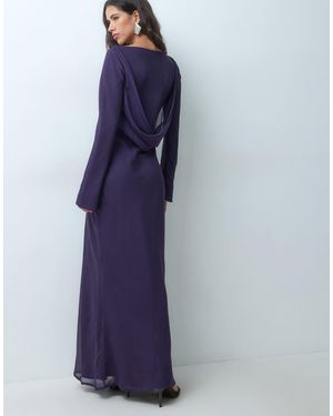 ASOS Chiffon Maxi Dress With Cowl Neck Back Detail - Blue