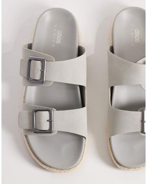 ASOS Two Strap Sandals With Buckles - Grey