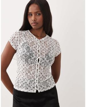 ASOS Button Down Cap Sleeve Top - White